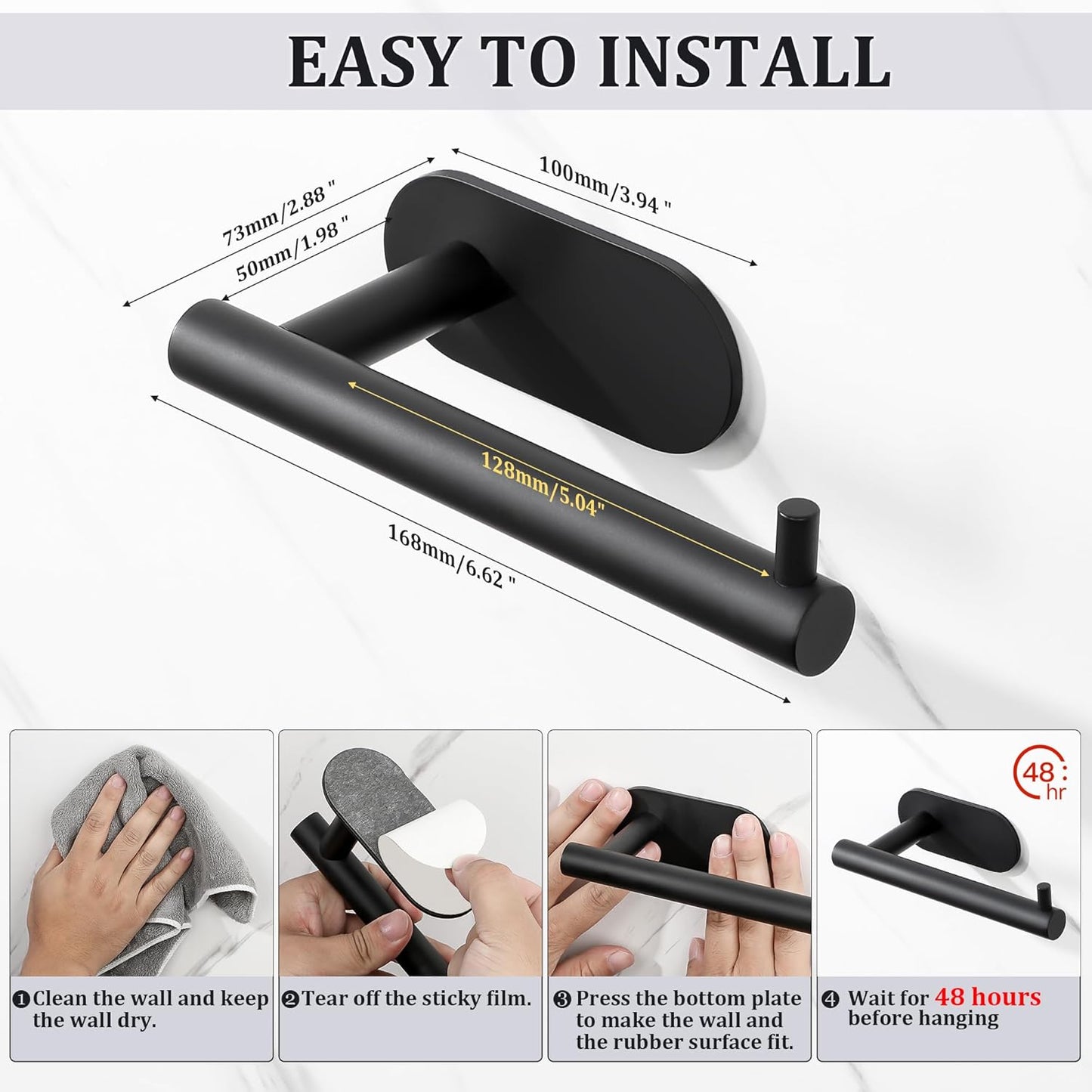 SAYAYO Toilet Roll Holder Self Adhesive, Stick on Toilet Paper Holder for Bathroom Kitchen, SUS304 Stainless Steel Waterproof, No Drilling