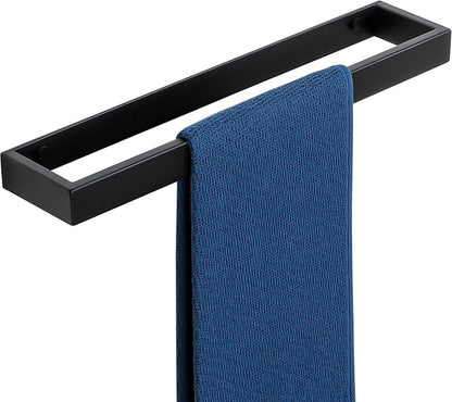 SAYAYO Hand Towel Holder Wall Mounted Black Towel Rail Self Adhesive or Screw Fixing Towel Ring for Bathroom Kitchen, SUS304 Stainless Steel Waterproof & Rustproof 20CM - 70CM