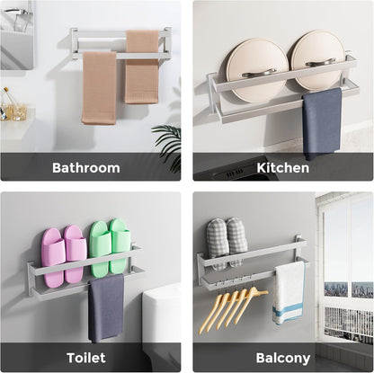 Sayayo Black Towel Rail Wall Mounted Double Bath Towel Holder for Bathroom Kitchen, 2-Tier Towels Rack SUS304 Stainless Steel, 16 INCH, 20 INCH, 24 INCH, 28 INCH