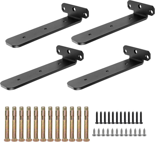 SAYAYO 4 Pieces Heavy Duty Bracket Heavy Duty Bracket, Metal Bracket Wall Shelf, Bracket Shelf Bracket Wall Shelf L Shape, Black Square 200MM Length