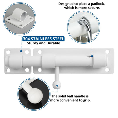 Sayayo Slide Gate Latch Bolt Safety Door Lock with Padlock Hole 150MM Length, 16MM Dia Bar, Heavy Duty Solid SUS304 Stainless Steel Matte Black(Not Include Padlock), 150MM, 180MM, 230MM