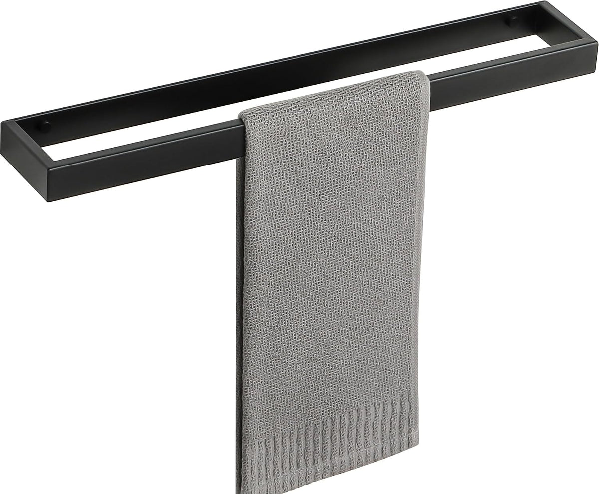 SAYAYO Hand Towel Holder Wall Mounted Black Towel Rail Self Adhesive or Screw Fixing Towel Ring for Bathroom Kitchen, SUS304 Stainless Steel Waterproof & Rustproof 20CM - 70CM
