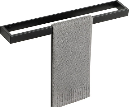 SAYAYO Hand Towel Holder Wall Mounted Black Towel Rail Self Adhesive or Screw Fixing Towel Ring for Bathroom Kitchen, SUS304 Stainless Steel Waterproof & Rustproof 20CM - 70CM
