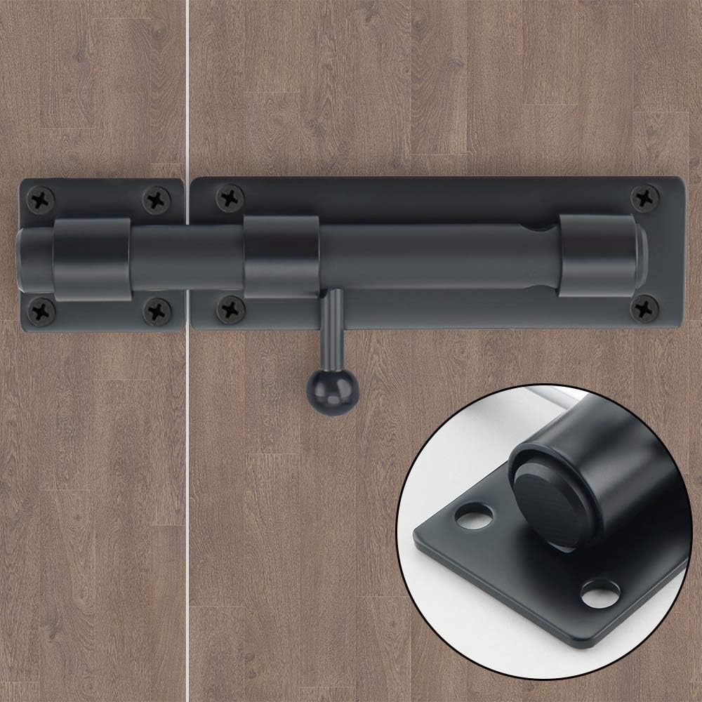 Sayayo Slide Gate Latch Bolt Safety Door Lock with Padlock Hole 150MM Length, 16MM Dia Bar, Heavy Duty Solid SUS304 Stainless Steel Matte Black(Not Include Padlock), 150MM, 180MM, 230MM