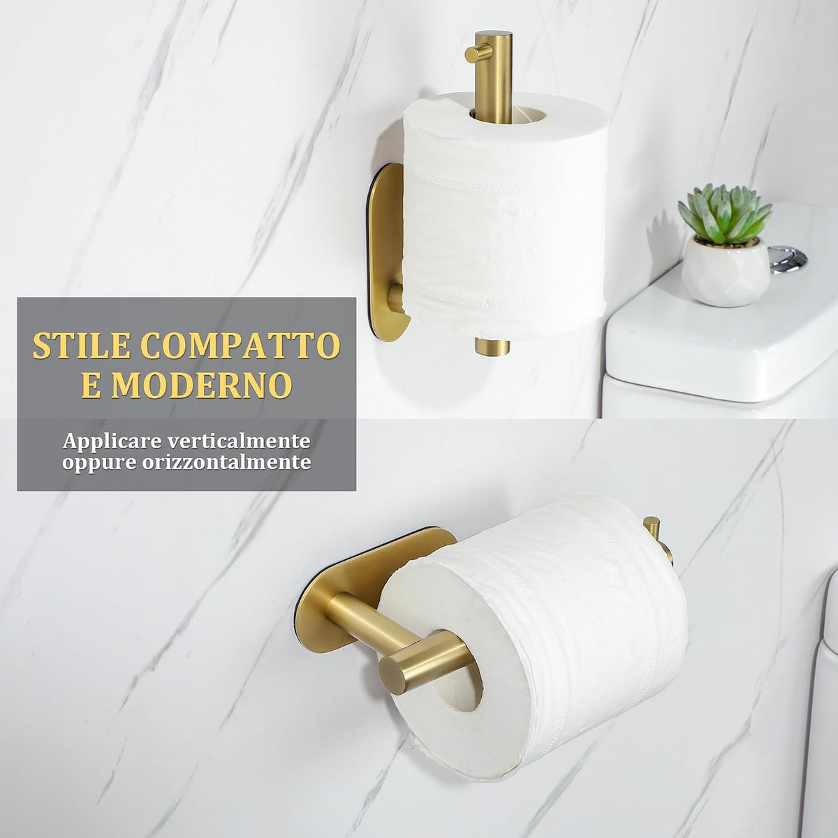 SAYAYO 304 Stainless Steel Toilet Roll Holder for Bathroom Kitchen No Drill Self-Adhesive Toilet Paper Holder