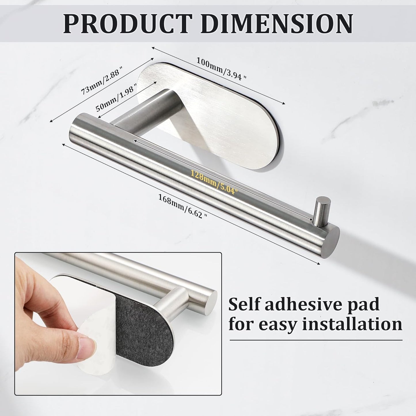 SAYAYO Toilet Roll Holder Self Adhesive, Stick on Toilet Paper Holder for Bathroom Kitchen, SUS304 Stainless Steel Waterproof, No Drilling