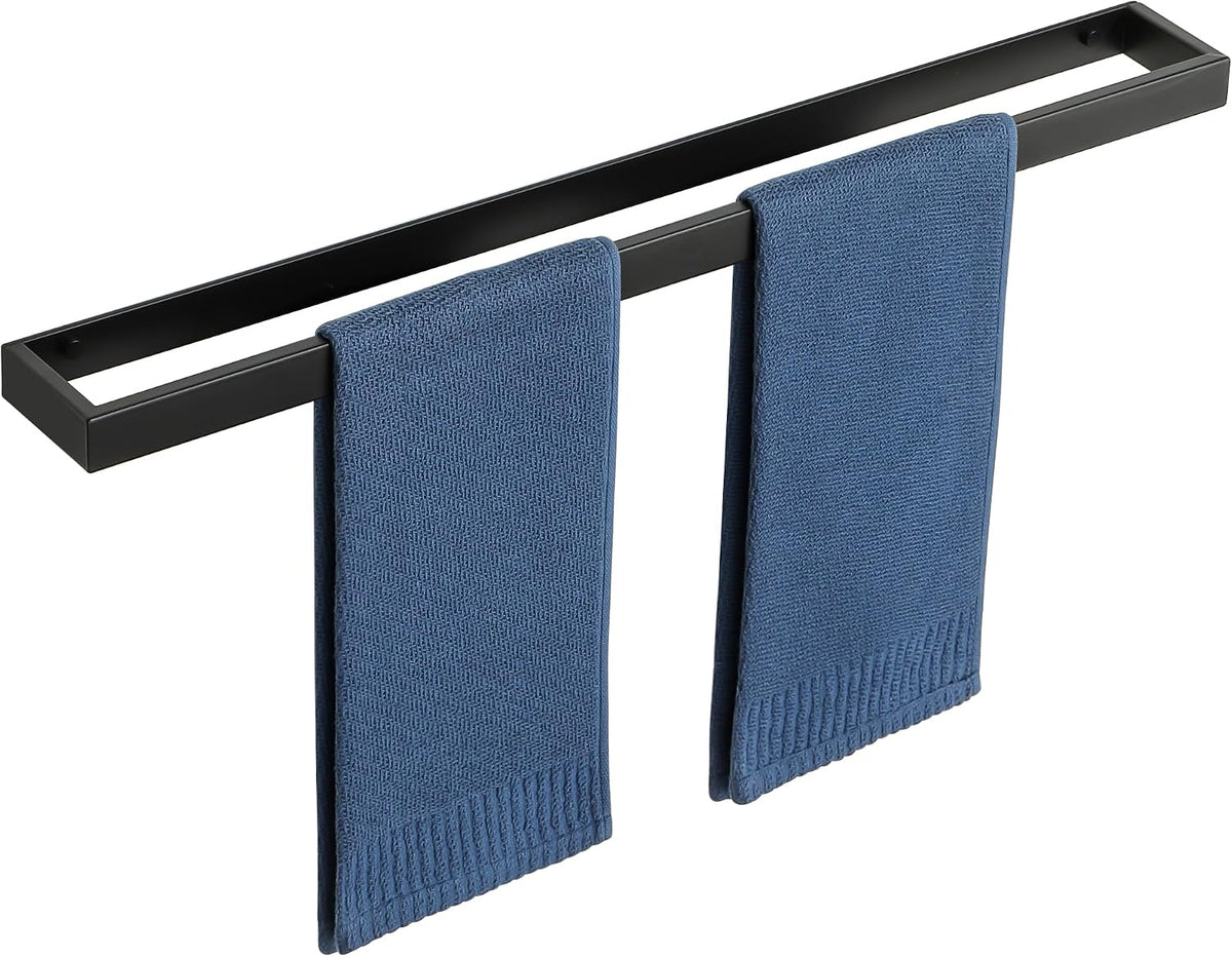 SAYAYO Hand Towel Holder Wall Mounted Black Towel Rail Self Adhesive or Screw Fixing Towel Ring for Bathroom Kitchen, SUS304 Stainless Steel Waterproof & Rustproof 20CM - 70CM