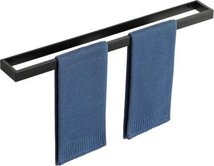 SAYAYO Hand Towel Holder Wall Mounted Black Towel Rail Self Adhesive or Screw Fixing Towel Ring for Bathroom Kitchen, SUS304 Stainless Steel Waterproof & Rustproof 20CM - 70CM