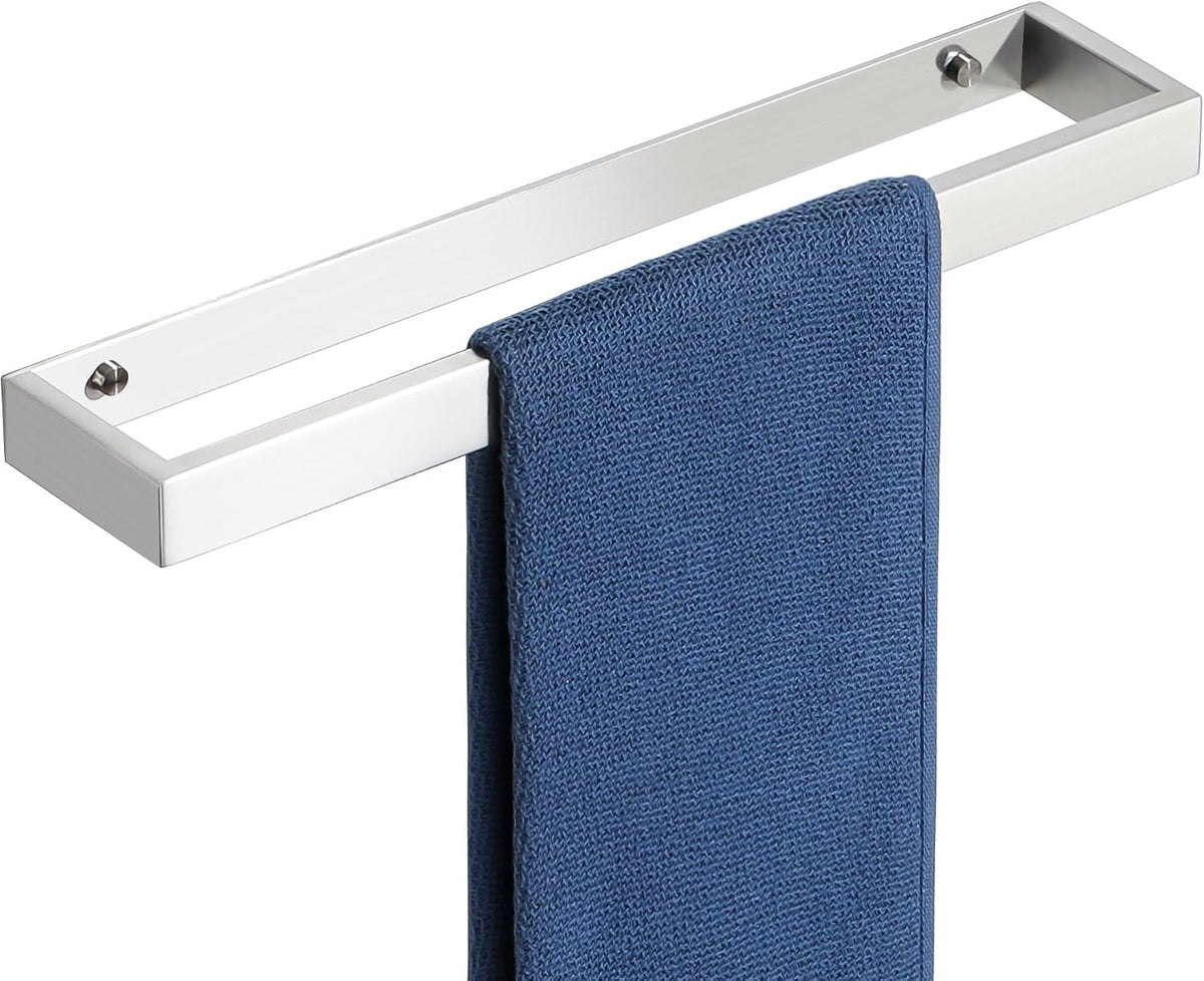 SAYAYO Hand Towel Holder Wall Mounted Black Towel Rail Self Adhesive or Screw Fixing Towel Ring for Bathroom Kitchen, SUS304 Stainless Steel Waterproof & Rustproof 20CM - 70CM