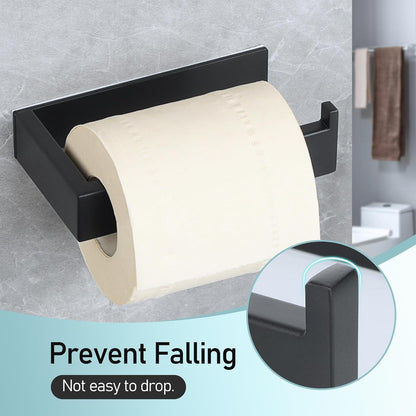 SAYAYO Toilet Roll Holder Self Adhesive Sticky on Toilet Paper Holder Without Screws No Drill for Bathroom Kitchen SUS304 Stainless Steel Square Design Towards the Right/ Left