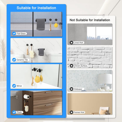 SAYAYO Toilet Roll Holder Self Adhesive Sticky on 2 Hooks for Hanging Towels Wall Hook Toilet Paper Holder Without Screws No Drill for Bathroom Kitchen SUS304 Stainless Steel Bathroom set