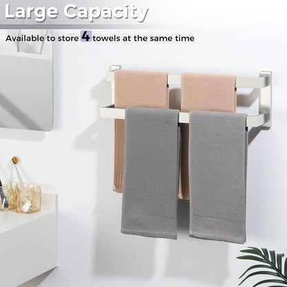 Sayayo Black Towel Rail Wall Mounted Double Bath Towel Holder for Bathroom Kitchen, 2-Tier Towels Rack SUS304 Stainless Steel, 16 INCH, 20 INCH, 24 INCH, 28 INCH