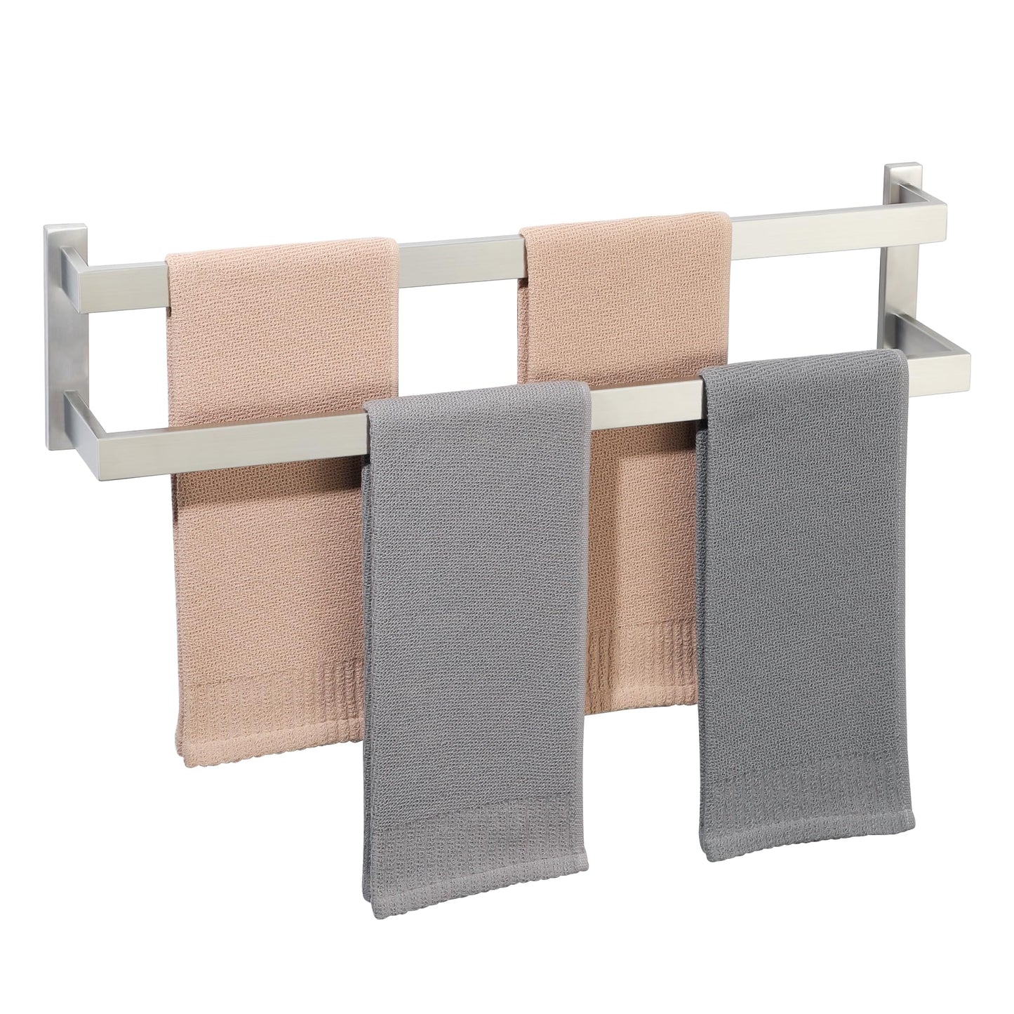 Sayayo Black Towel Rail Wall Mounted Double Bath Towel Holder for Bathroom Kitchen, 2-Tier Towels Rack SUS304 Stainless Steel, 16 INCH, 20 INCH, 24 INCH, 28 INCH