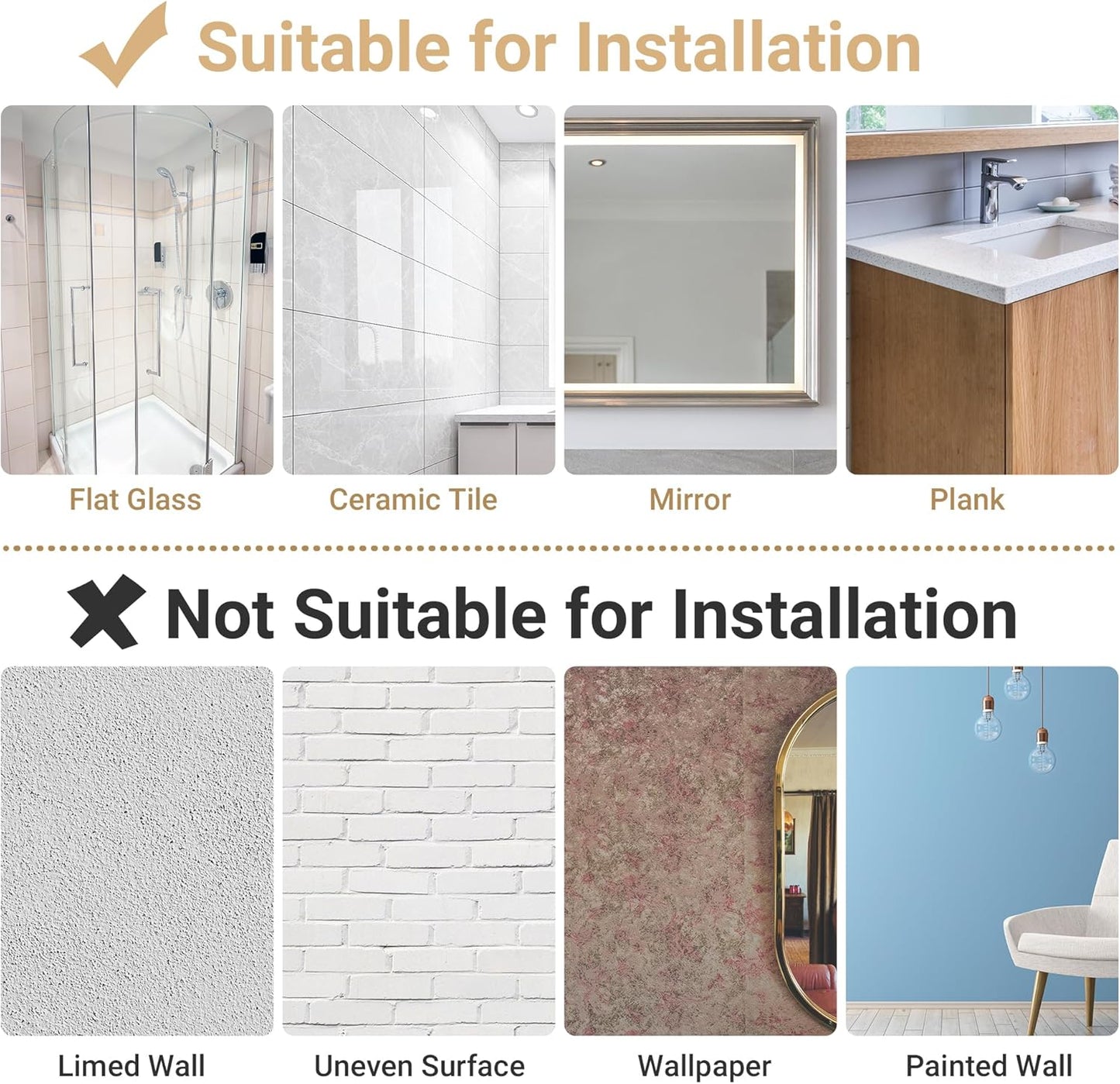 SAYAYO Small Floating Shelves for Wall Set of 4, Round Wooden Wall Shelves with White/ Black Sticky Metal Brackets for Small Objects, Rustic Decor for Bedroom, Living Room, Screw in/ Self Adhesive, 10x10cm