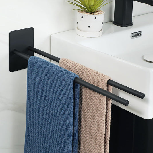 Sayayo Towel Rails Adhesive Bathroom Towel Holder Double Towel Bar Stick on, SUS304 Stainless Steel Towel Rack No Drilling , 30CM, 40CM