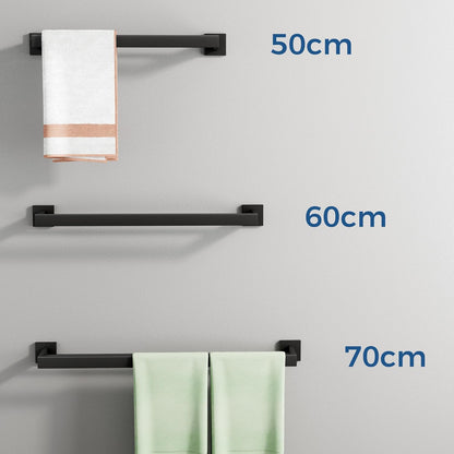SAYAYO Double Towel Rail Wall Mounted Black Hand Towel Holder, 2-Tier Large Bath Towel Rack Heavy Duty for Bathroom Kitchen, 50CM, 60CM, 70CM