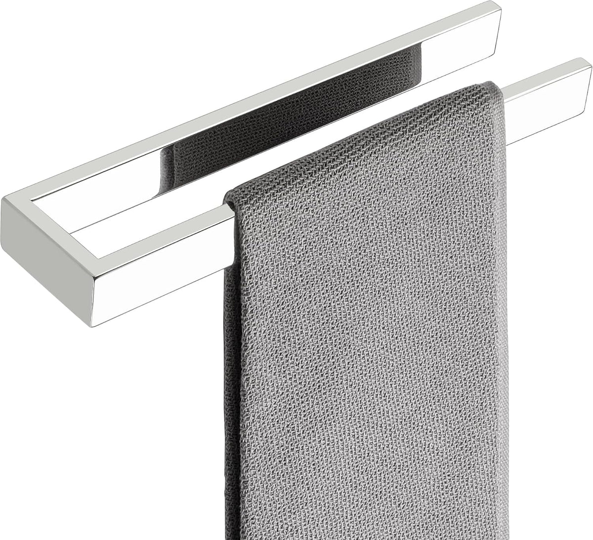 SAYAYO Hand Towel Holder Self Adhesive Towel Rail Towel Rack Stainless Steel Towel Ring No Drilling for Bathroom, 20cm - 40cm, 8 Inch - 16 Inch, Black, Brushed, Polished