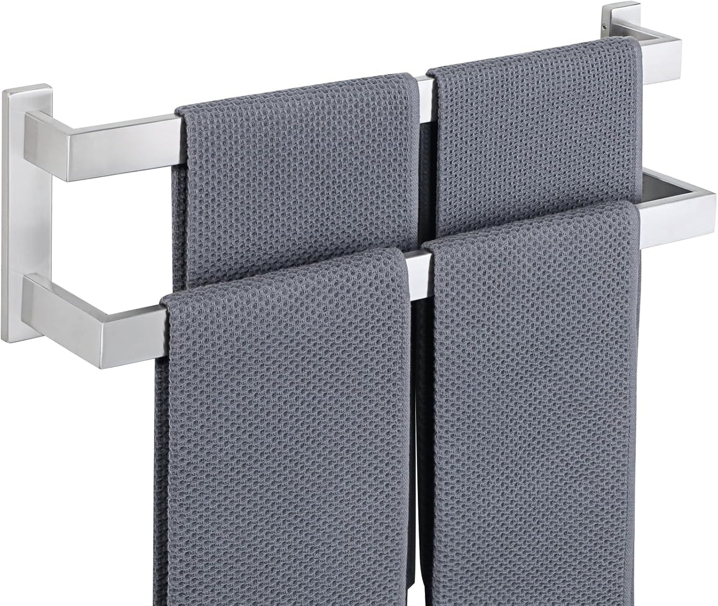 Sayayo Black Towel Rail Wall Mounted Double Bath Towel Holder for Bathroom Kitchen, 2-Tier Towels Rack SUS304 Stainless Steel, 16 INCH, 20 INCH, 24 INCH, 28 INCH