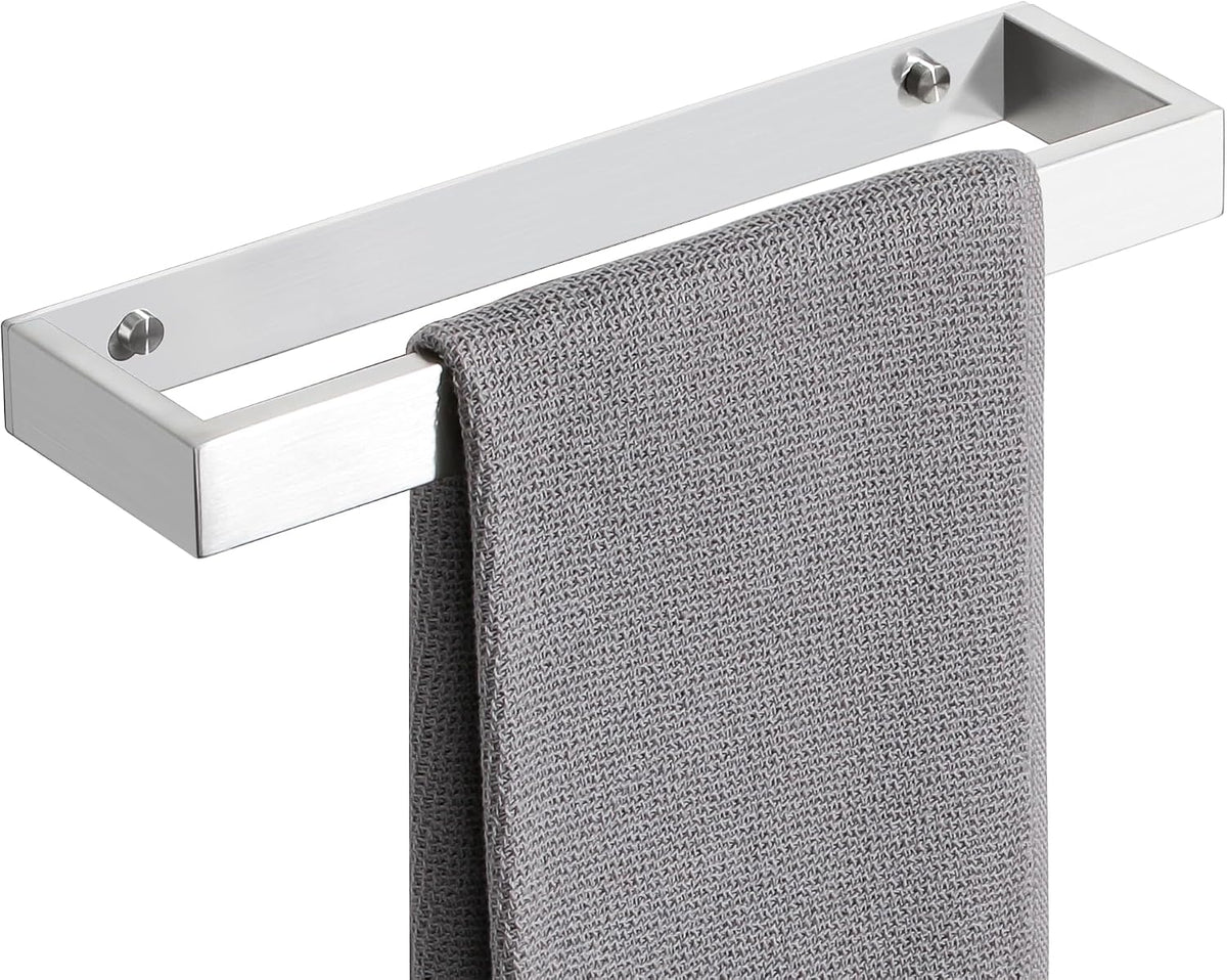 SAYAYO Hand Towel Holder Wall Mounted Black Towel Rail Self Adhesive or Screw Fixing Towel Ring for Bathroom Kitchen, SUS304 Stainless Steel Waterproof & Rustproof 20CM - 70CM