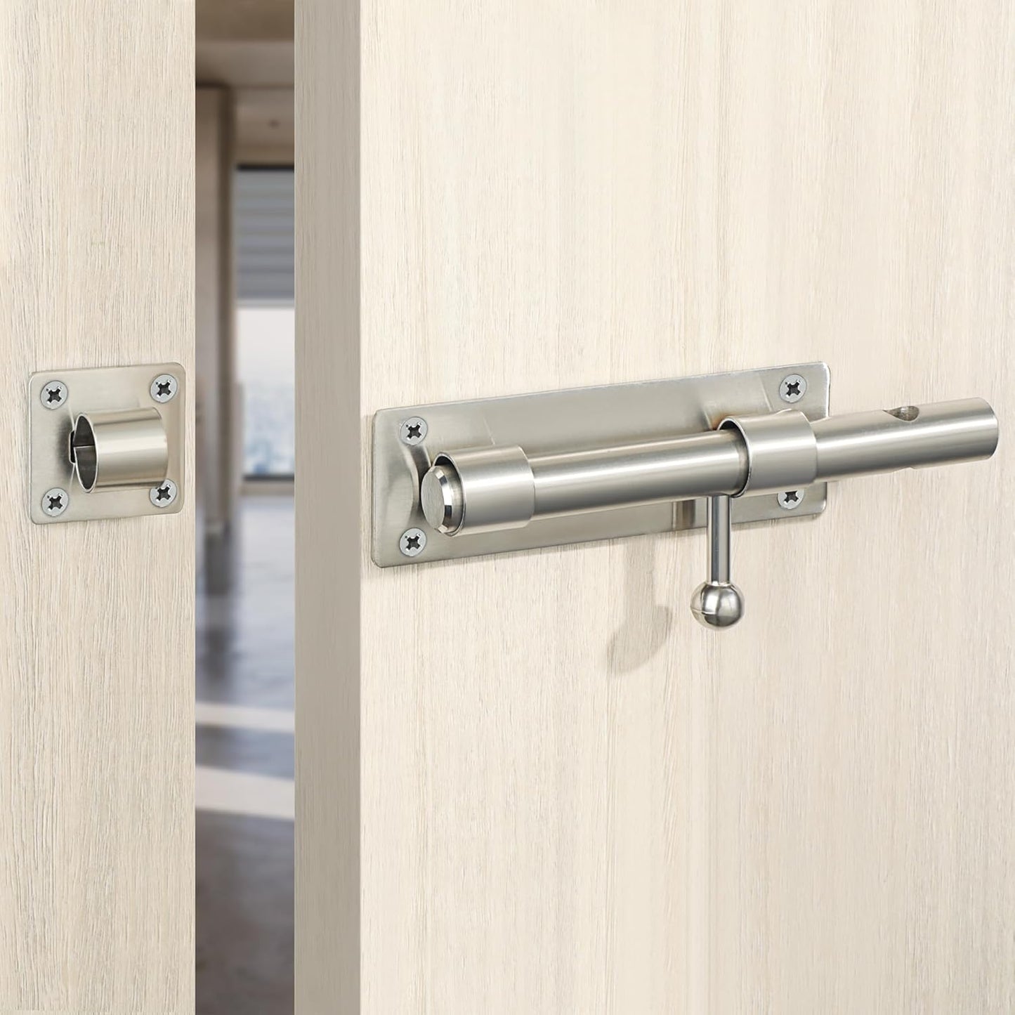 Sayayo Slide Gate Latch Bolt Safety Door Lock with Padlock Hole 150MM Length, 16MM Dia Bar, Heavy Duty Solid SUS304 Stainless Steel Matte Black(Not Include Padlock), 150MM, 180MM, 230MM