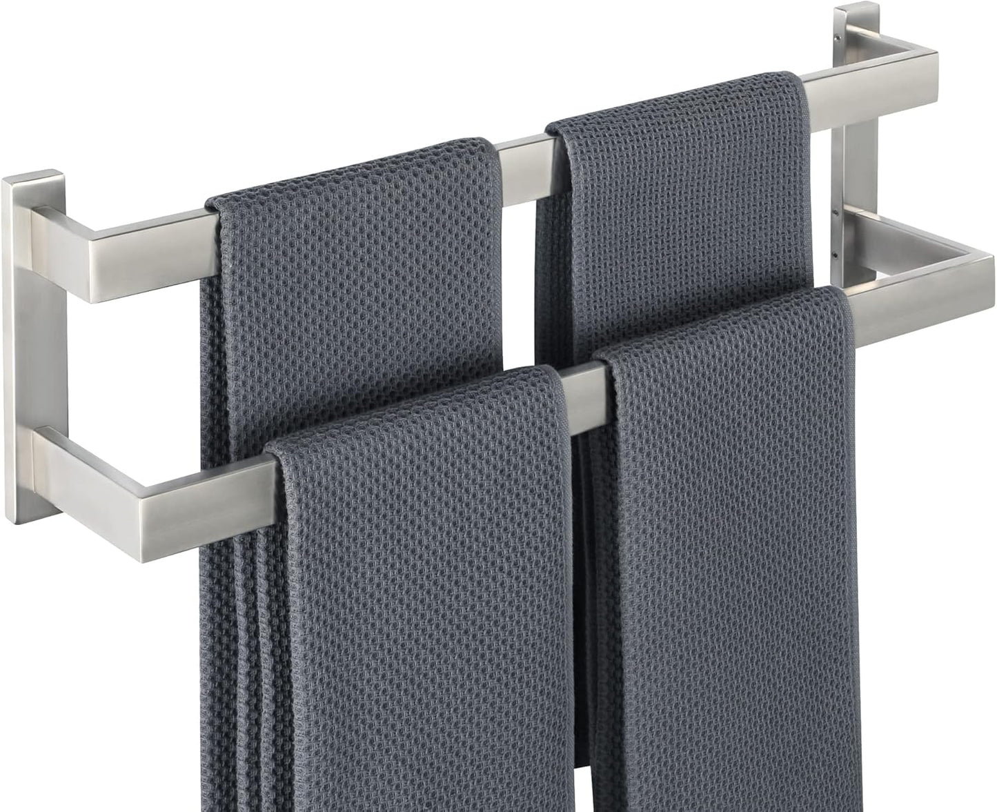 Sayayo Black Towel Rail Wall Mounted Double Bath Towel Holder for Bathroom Kitchen, 2-Tier Towels Rack SUS304 Stainless Steel, 16 INCH, 20 INCH, 24 INCH, 28 INCH