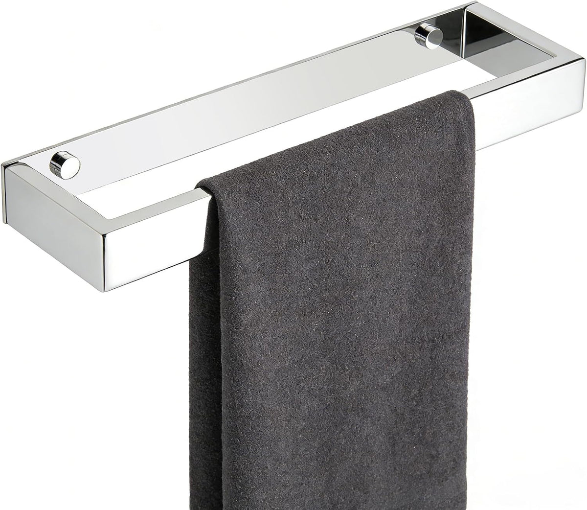SAYAYO Hand Towel Holder Wall Mounted Black Towel Rail Self Adhesive or Screw Fixing Towel Ring for Bathroom Kitchen, SUS304 Stainless Steel Waterproof & Rustproof 20CM - 70CM