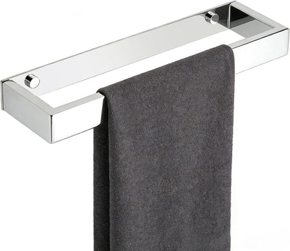 SAYAYO Hand Towel Holder Wall Mounted Black Towel Rail Self Adhesive or Screw Fixing Towel Ring for Bathroom Kitchen, SUS304 Stainless Steel Waterproof & Rustproof 20CM - 70CM