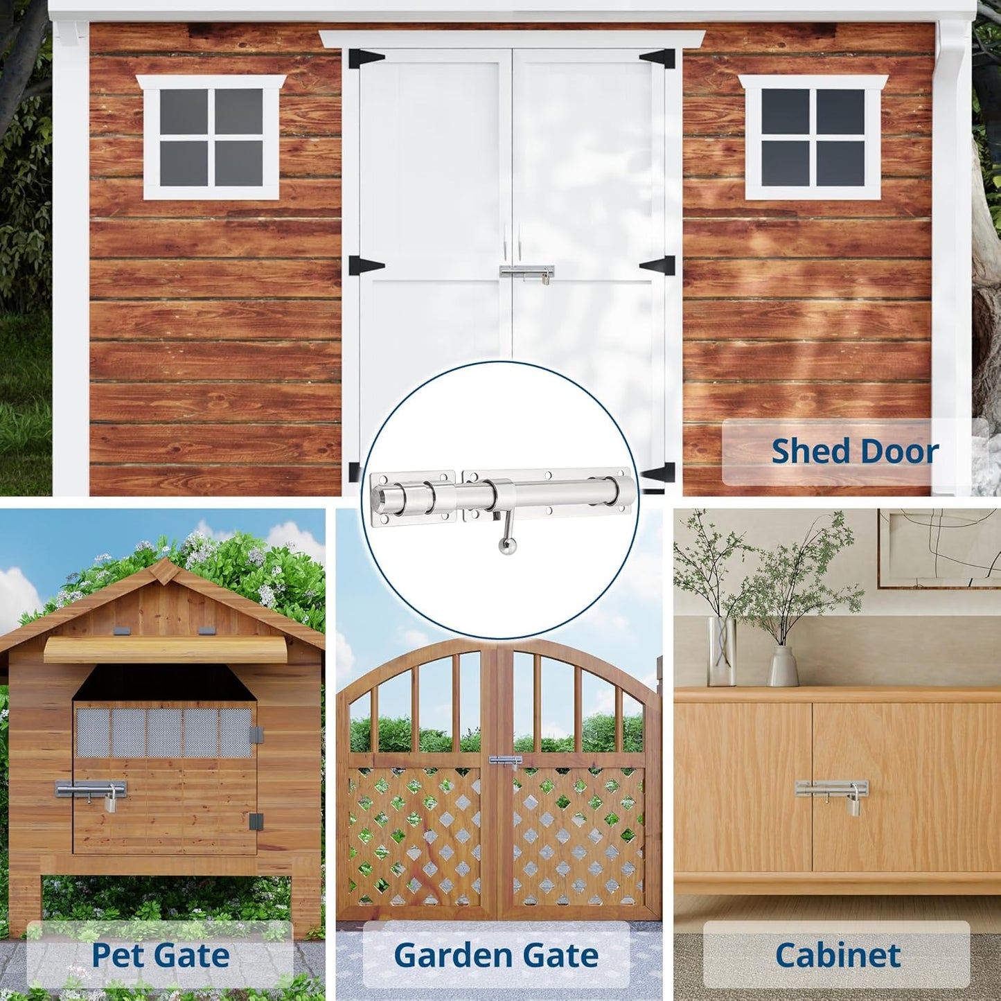 Sayayo Slide Gate Latch Bolt Safety Door Lock with Padlock Hole 150MM Length, 16MM Dia Bar, Heavy Duty Solid SUS304 Stainless Steel Matte Black(Not Include Padlock), 150MM, 180MM, 230MM