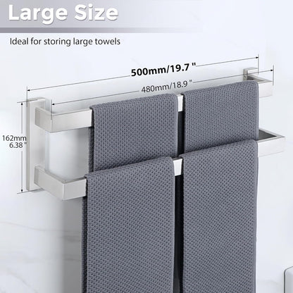 Sayayo Black Towel Rail Wall Mounted Double Bath Towel Holder for Bathroom Kitchen, 2-Tier Towels Rack SUS304 Stainless Steel, 16 INCH, 20 INCH, 24 INCH, 28 INCH