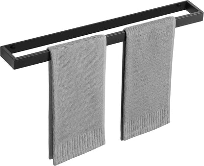 SAYAYO Hand Towel Holder Wall Mounted Black Towel Rail Self Adhesive or Screw Fixing Towel Ring for Bathroom Kitchen, SUS304 Stainless Steel Waterproof & Rustproof 20CM - 70CM