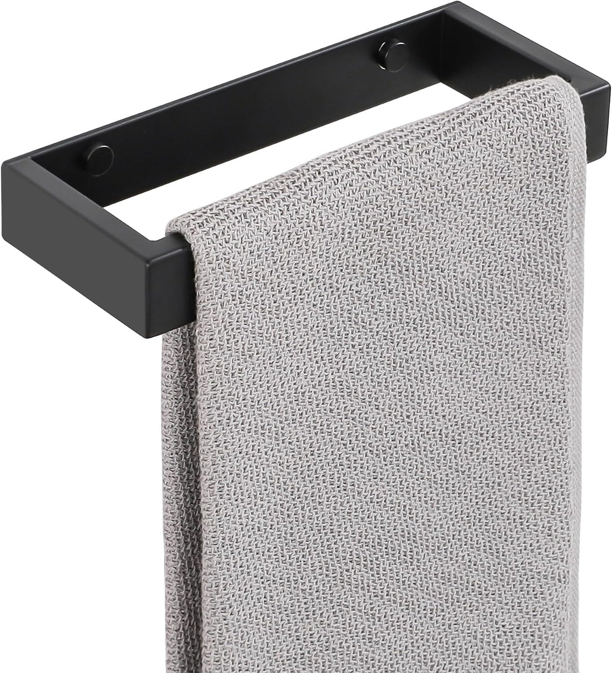 SAYAYO Hand Towel Holder Wall Mounted Black Towel Rail Self Adhesive or Screw Fixing Towel Ring for Bathroom Kitchen, SUS304 Stainless Steel Waterproof & Rustproof 20CM - 70CM