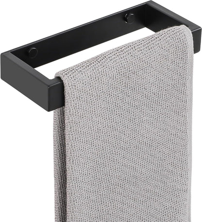 SAYAYO Hand Towel Holder Wall Mounted Black Towel Rail Self Adhesive or Screw Fixing Towel Ring for Bathroom Kitchen, SUS304 Stainless Steel Waterproof & Rustproof 20CM - 70CM