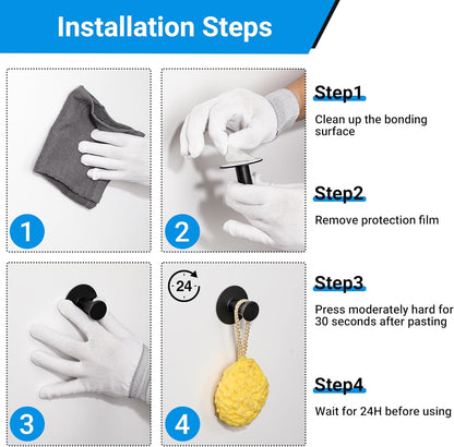 SAYAYO Self Adhesive Hooks 2PCS/ 4PCS Sticky Coat Hooks for Hanging Towels Wall Hook for Bathroom Kitchen Home Door, SUS304 Stainless Steel, No Nails, Round Design