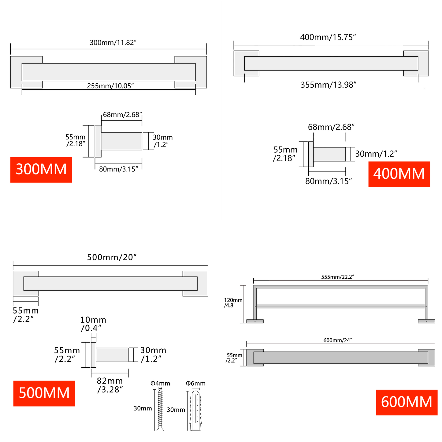 Sayayo Stainless Steel Towel Rail (Square Base)