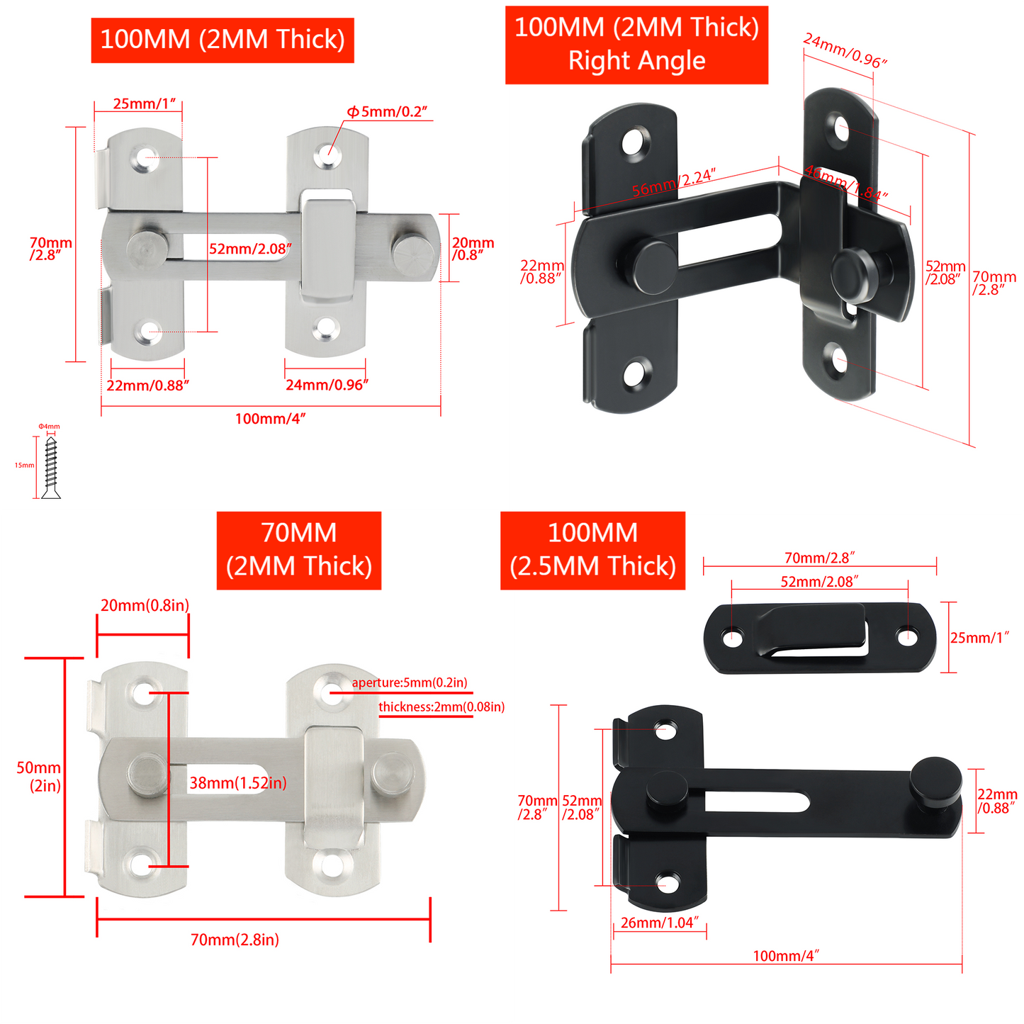 Sayayo Stainless Steel Door Flip/Slide Latch