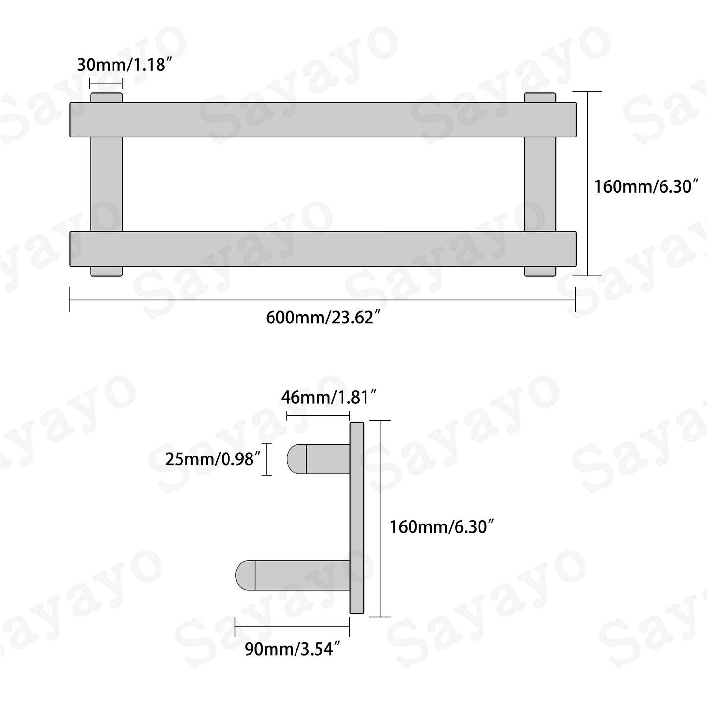 Sayayo Double Towel Bar SUS304 Stainless Steel