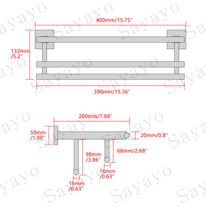 Sayayo Towel Rack SUS304 Stainless Steel (with Double Hanging Bar)