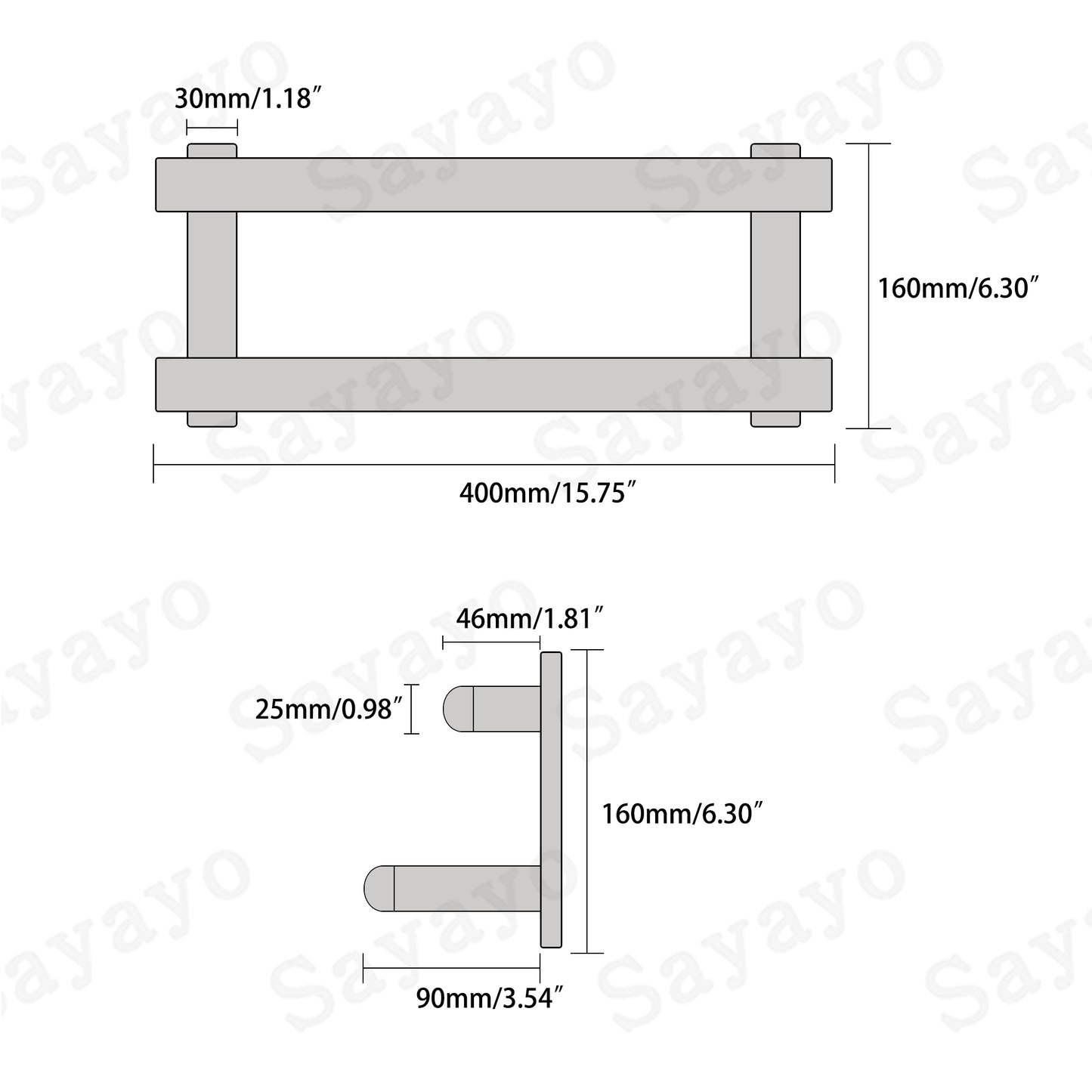 Sayayo Double Towel Bar SUS304 Stainless Steel