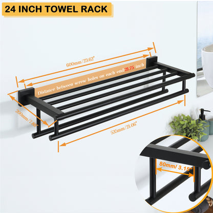 Sayayo Towel Rail Wall Mounted Bathroom Towel Shelf Towel Holder, SUS304 Stainless Steel Towel Rack 16 Inch 20 Inch 24 Inch 28 Inch